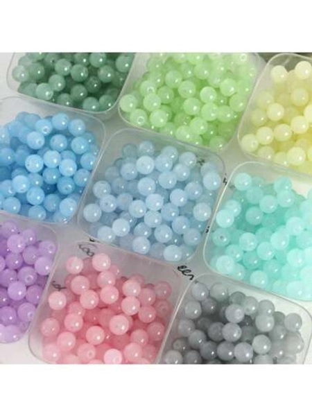 100pcs Colorful Imitation Jade Glass Beads 8mm Round Loose Spacer Beads For DIY Jewelry Making