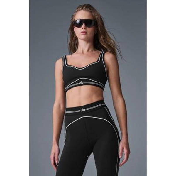 ALO | Airbrush Heart Throb Bra in Black/White, Size: Large