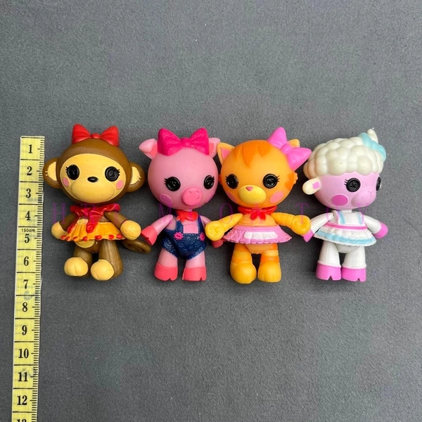 Lot of 4 Lalaloopsy Mini Pet Pals, Purrty Kitty, Tickles B Nana Monkey,Sheep,Pig