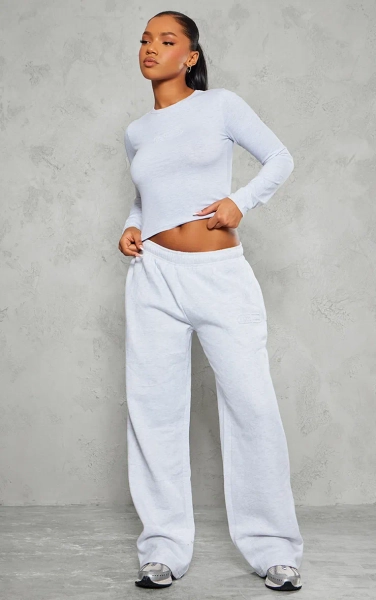 Grey Marl Embossed Studio Archives Wide Leg Joggers
