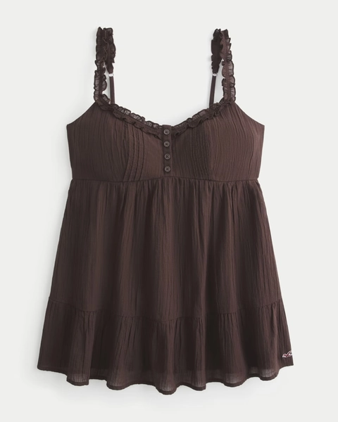 Longline Ruffle Icon Tunic Babydoll Top