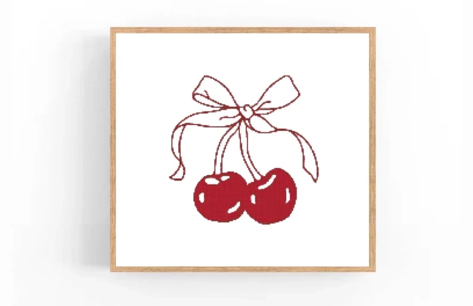 Coquette Cherries Cross Stitch Pattern