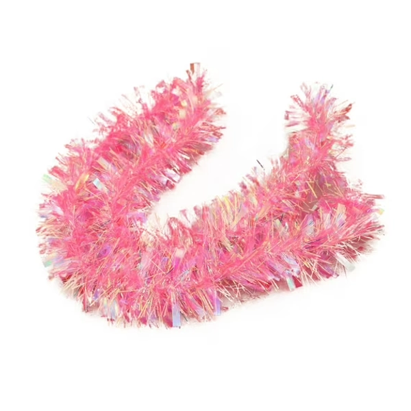 Wadada 5.9FT Christmas Tinsel Garland,Pink Shiny Metallic Foil Decorations for Parade Floats, Halloween, Christmas Tree, New Year Parties,Birthday Party,Indoor and Outdoor Disco Party Supplies