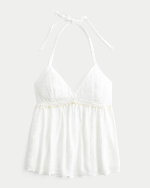 Shell-Embellished Halter Babydoll Top