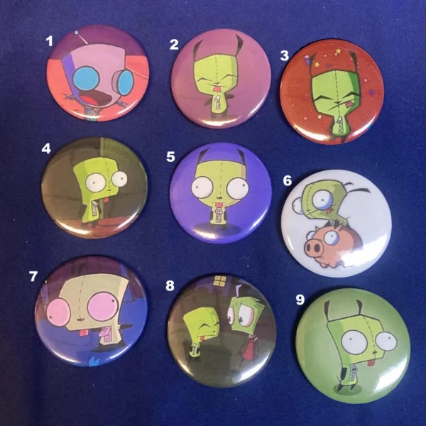 Invader Zim 1 1/2\" Pinback Buttons 