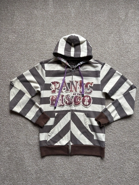 Panic! At The Disco Pretty Odd Rare Y2K Striped Zip Hoodie Size XS