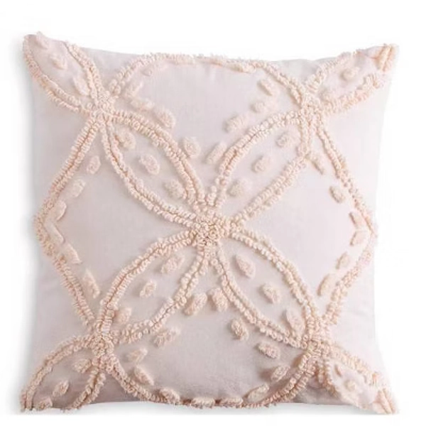 Peri Home Metallic Chenille Decorative Pillow Blush: Square Cotton Accent, Indoor Geometric Design, Zippered