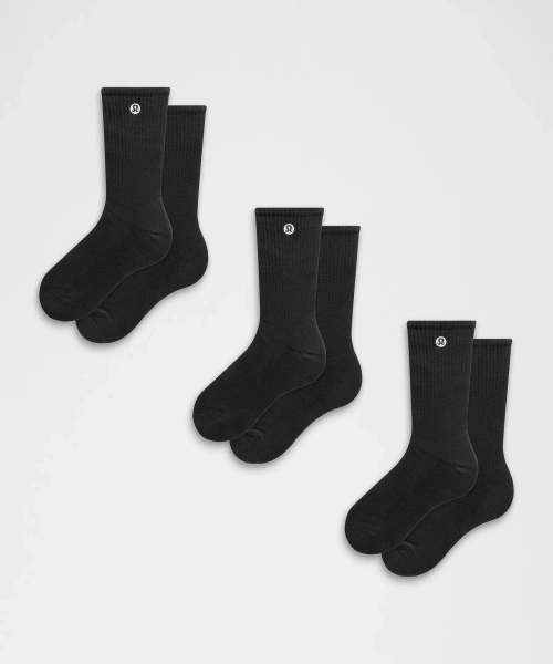Unisex Daily Essential Crew Socks *3 Pack - Black - M