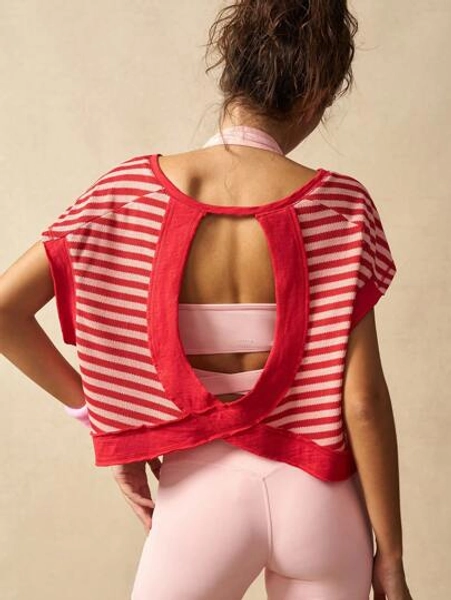 VARSITIE Workout Women Tops Women Striped Fashion Sports T-Shirt & Tank Top