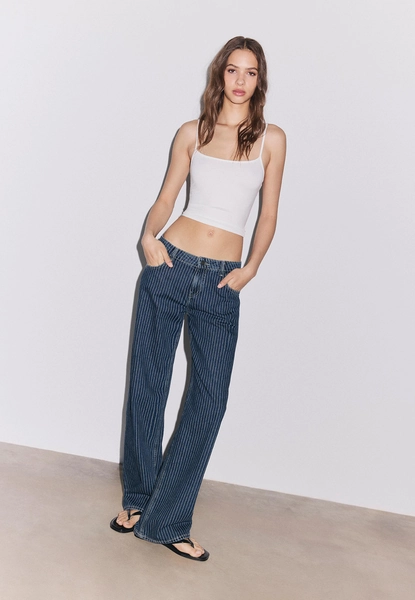 Baggy jeans met halfhoge taille en strepen