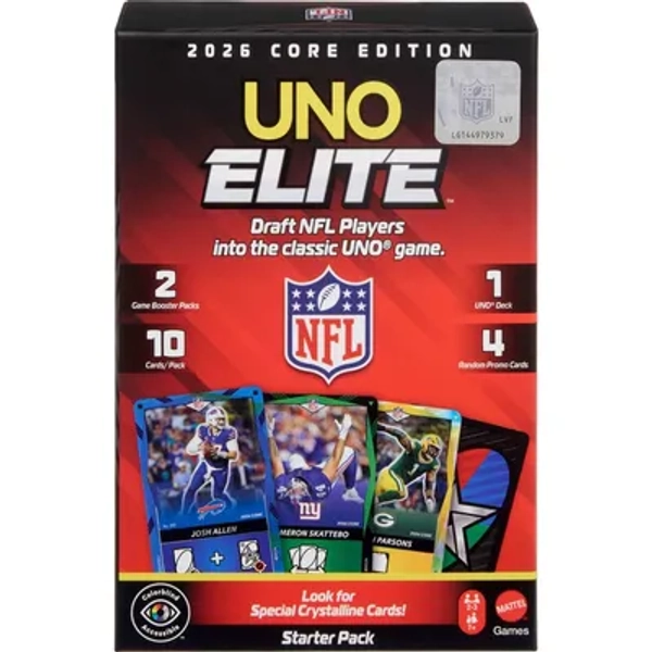 UNO Elite NFL 2026 Core Edition Starter Pack Card Game for Kids, Fans, Adults & Family Night