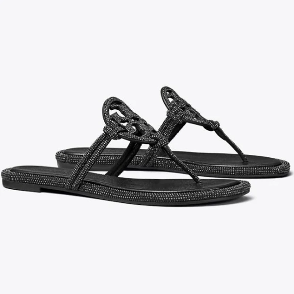 Tory Burch Women's Miller Pavé Knotted Leather Sandals