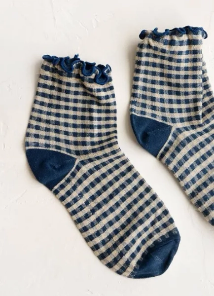 Gingham Ruffle Ankle Socks