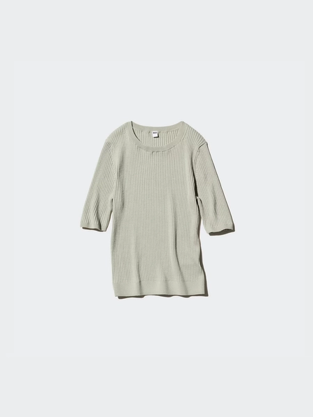 Merino Ribbed Sweater | Half Sleeve | UNIQLO US