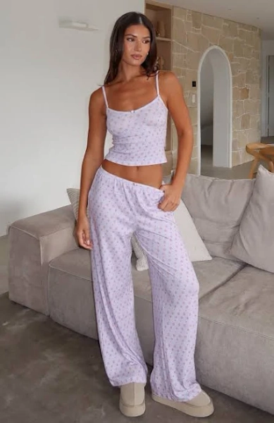 White Fox Boutique Snuggle Season Floral Pyjama Pants
