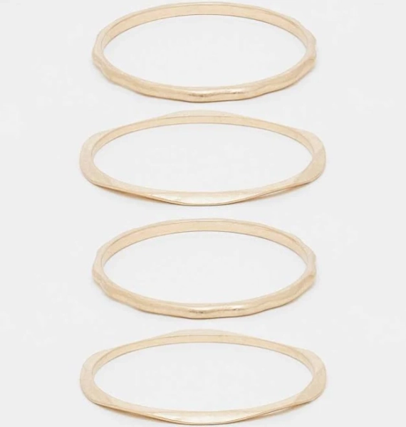ASOS DESIGN Pack of 4 Brushed Gold Bangles