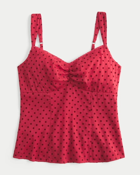 Lace Trim Chiffon Tank