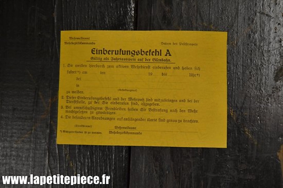 Call-up order card