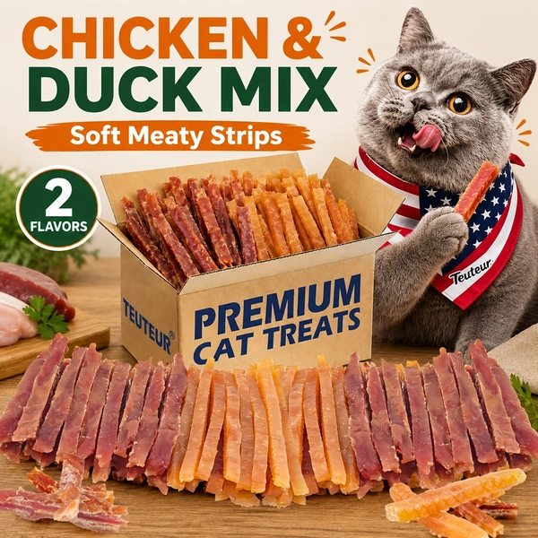 Chicken And Duck Jerky Cat Treats, Soft Shredded Meat Strips And Chewy Snack Bites for Kittens, Adult And Senior Cats, Chicken Breast Training Rewards, Indoor Cat Treats for Interactive Feeding, Playtime, Travel, Bonding, And Daily Snacks at Home