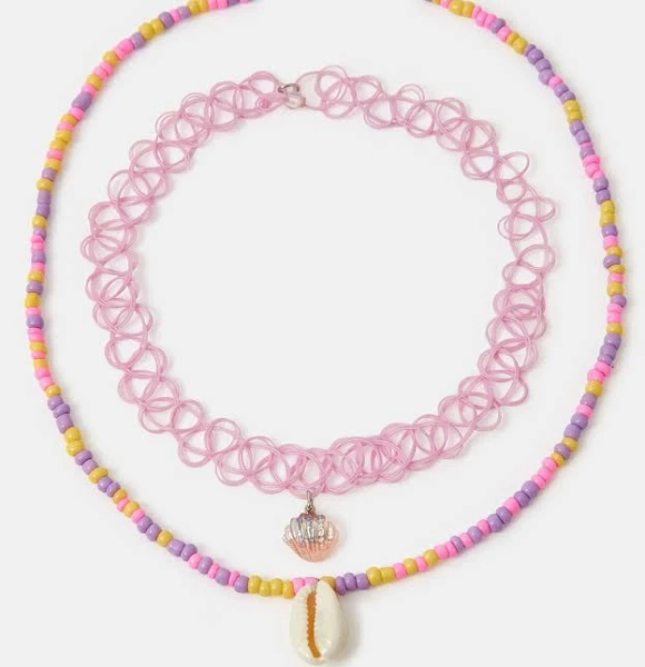 Girls' Shell Necklace & Choker Set