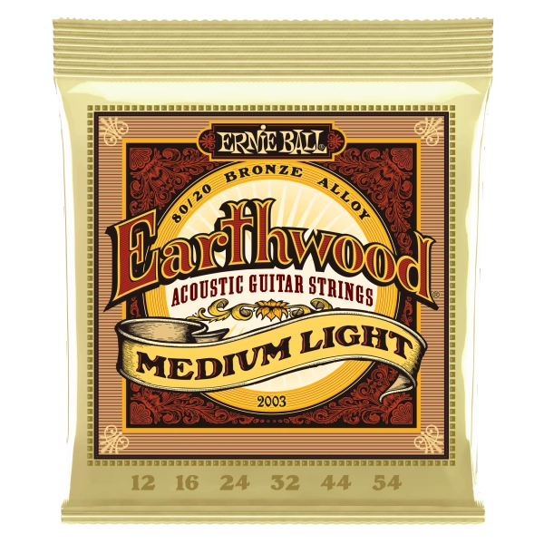 Ernie Ball 2003 Earthwood 80/20 Bronze Acoustic Guitar Strings - .012-.054 Medium Light