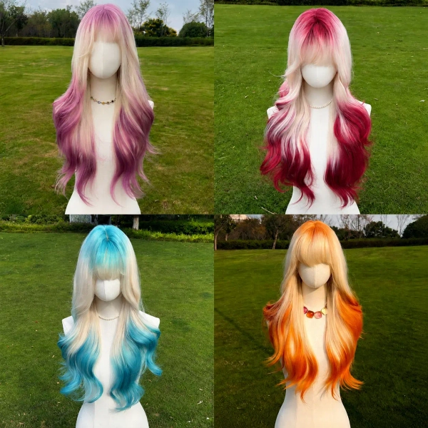 SMILCO 28" Orange Blonde Gradient Synthetic Wig for Women