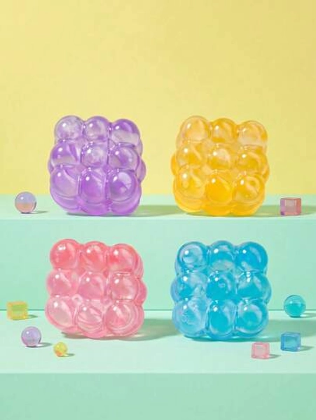 Cube Malt Sugar Slow Rebound Soft Squishy Decor, Super Soft Transparent Jelly Squeeze Decor, Colorful Fashion Relaxation Accessory, Emotional Comfort Hand Toy Decor, Suitable For Teenagers And Adults, Perfect For Office Desk And Daily Relaxation Decoration - Size Blue