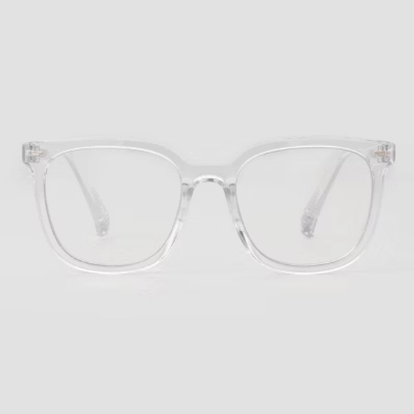 Women's Gloss Plastic Square Blue Light Filtering Reading Glasses - Universal Thread™ Clear No Prescription: Medium Fit, Recycled Frame