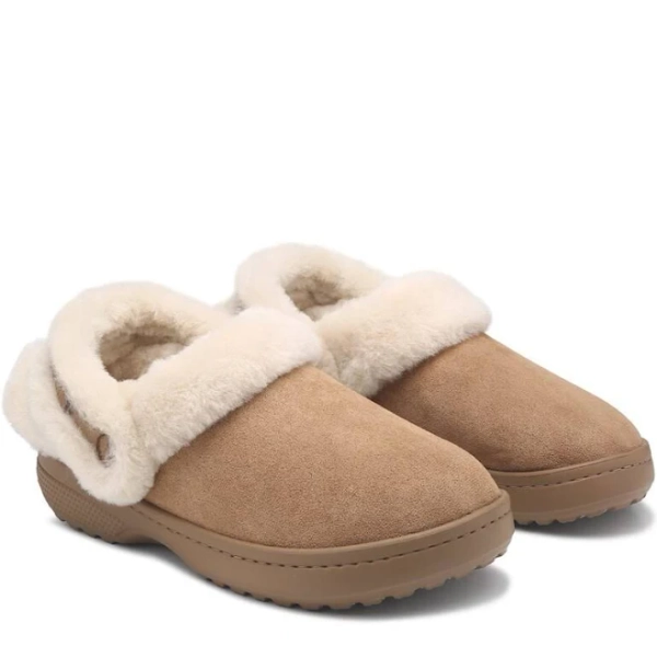 Crocs Classic Unfurgettable Suede Clog Slipper Shoes (Sepia) - Size 4.0 M