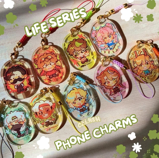 Life Series Phone Charms / Keychains - 2" Flat Acrylic Double-sided Design