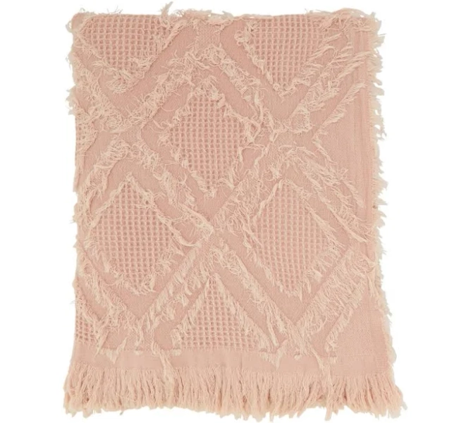 Saro Lifestyle Fringe Waffle Weave Throw Blanket