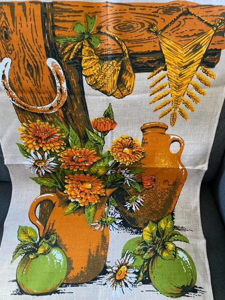Vintage pure linen tea towel