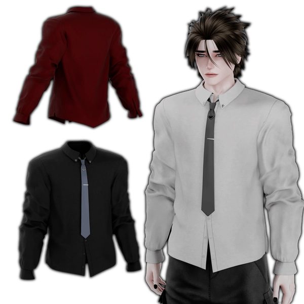 Dress Shirt & Designer Prada Emblem Tie – Textured, Rigged, Game-Ready FBX for VRChat