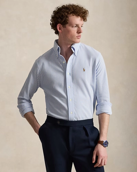 Striped Knit Oxford Shirt