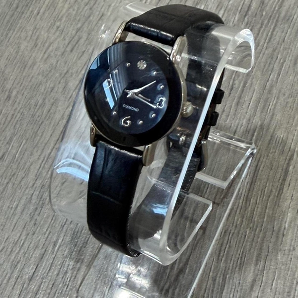Fashion quartz watch, “Diamond” dial, round black...