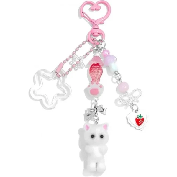Y2K Fuzzy Cat Keychain