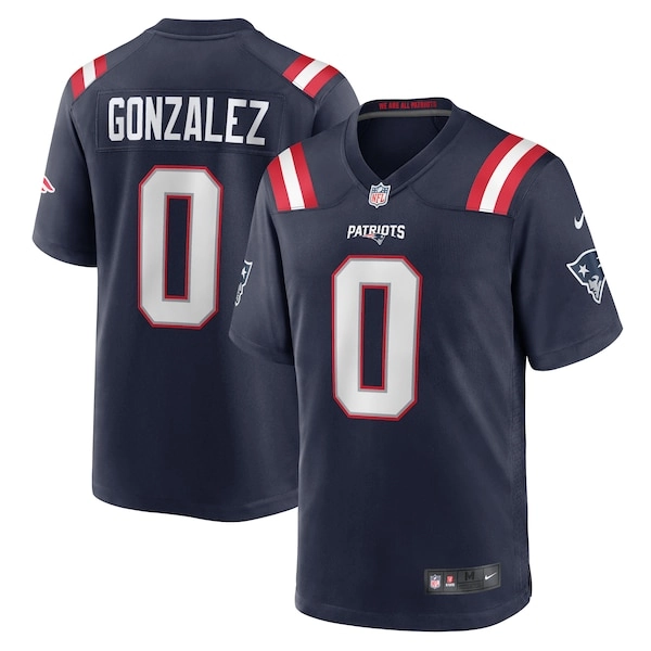 Men's New England Patriots Christian Gonzalez Nike  Navy Team Game Jersey
