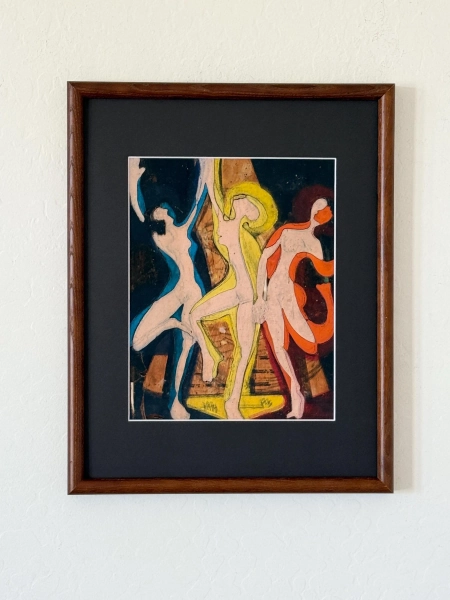 1933 "Color Dance Study II" Abstract Art by Ernst Ludwig Kirchner, Dark Wood Frame Giclee Fine Print Modernist Abstract Wall Art Figurative