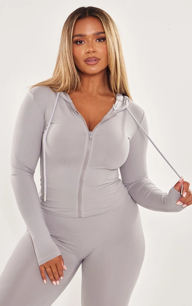 Shape Grey Sculpted Zip Through Hoodie