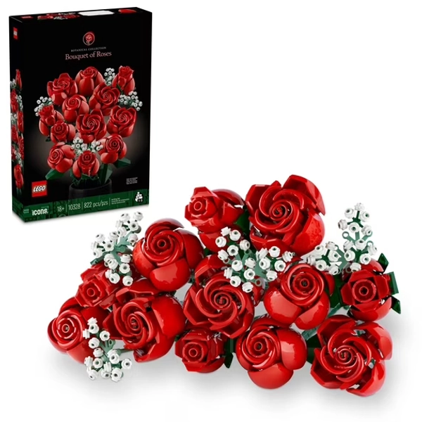 LEGO Botanicals Bouquet of Roses Artificial Flowers - Fake Red Roses Building Set for Adults, Ages 18+ - Wedding Decor for Table Display - Gift for Wedding, Bridesmaid - 10328