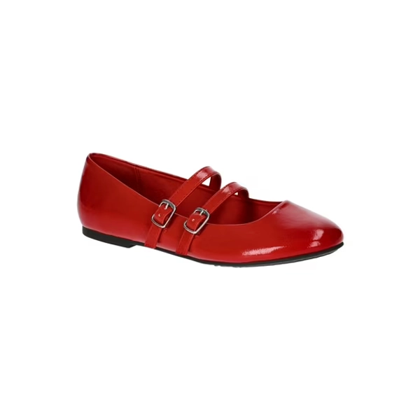 No Boundaries Faux Leather Mary Jane Flats with Double Straps, Women's