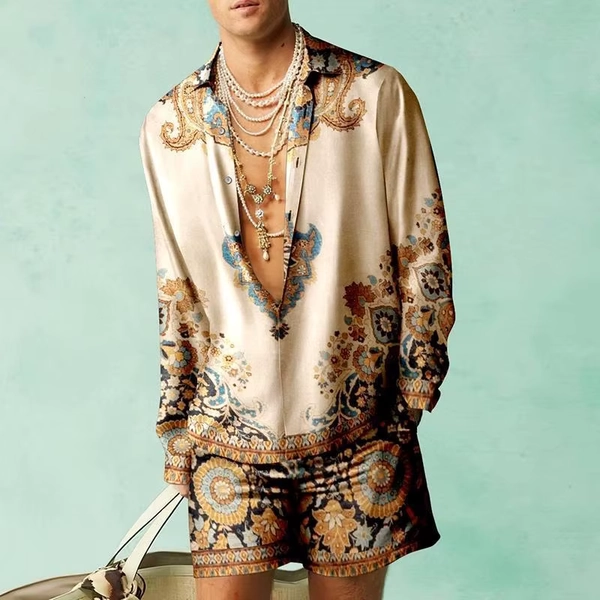 2PCS Suits Men Fashion Shirts+Shorts Two Piece Sets Hawaii Shirts Luxury European Shirt Sets Beach Vocation Outfits Streetwear - AliExpress 200000343