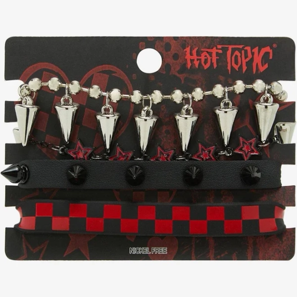 Classic Emo Checkered Spike Bracelet Set