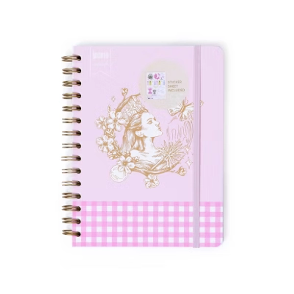 Wicked x Yoobi Journal Glinda 6"x8" Lined Spiral Softcover Notebook with Elastic Band and Sticker Sheet 200 Lined Pages