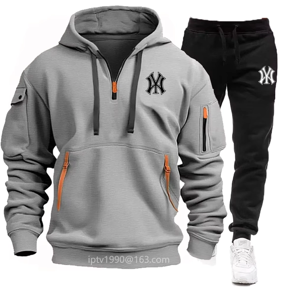 A stylish, casual and fitness two-piece set for men's autumn and winter 2025: zipper hoodie, long-sleeved pullovers and jogging - AliExpress 200000343