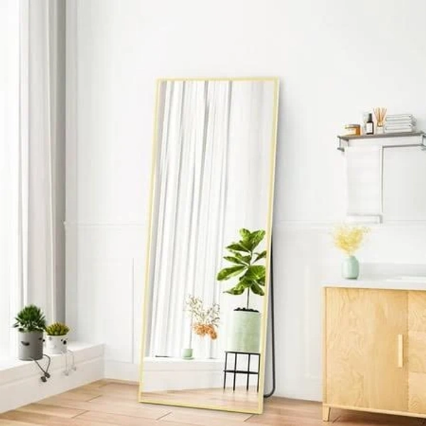 Rectangle Full Length Mirror,Floor Mirror with Stand,Hanging/Leaning 64 inchx21 inch - Black, Size: 64x21 - Black