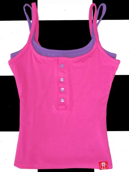 SWEET LORD O'MIGHTY! HENLEY CAMI IN HOTPINK