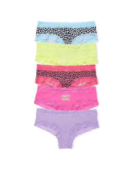 5-Pack PINK Wink™ Lace-Trim Cheeky Panties
