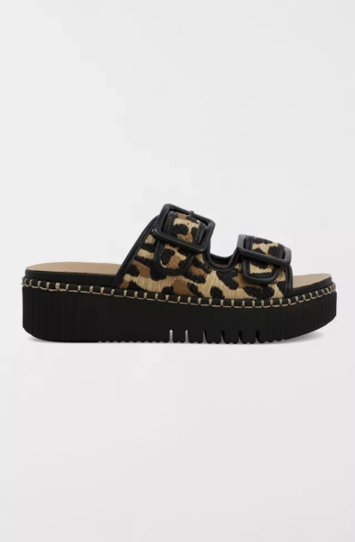 MIA Jimenna Leopard Flatform Slide Sandal