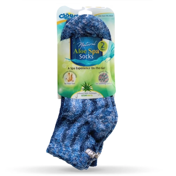 🧦* Cloudz - (2 Pairs!) Dreamy Blue Soft Plush Natural Aloe Vera Spa Socks - (Assorted Solid & Patterned)